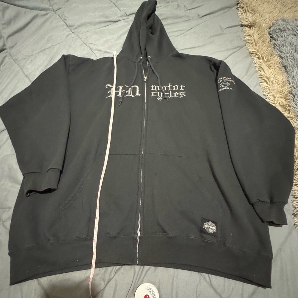 XL Black Zip-Up Harley Davidson Hoodie